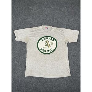 Vintage 90s Oakland Athletics A's Shirt Mens Medium Gray Graphic Print Tee USA